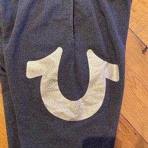 True Religion Relaxed Sweatpants Loungwear Pants Navy Silver Big Logo Size LARGE